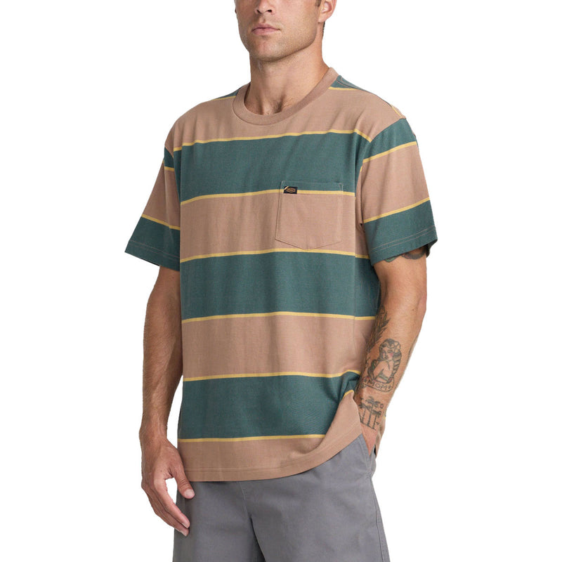 RVCA Dayshift Stripe Pocket T-Shirt - Sonora Brown
