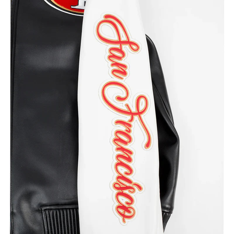 SAN FRANCISCO 49ERS CITY SIGNATURE M LEATHER VARSITY JACKET