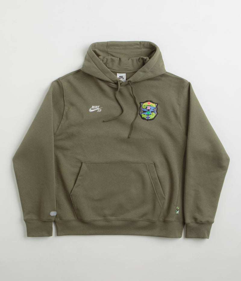 Nike SB Agnostic Hoodie in Medium Olive and White