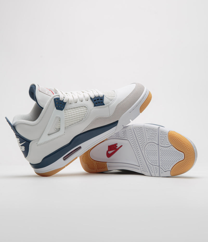 Nike SB x Air Jordan 4 Shoes in Summit White and White and Navy - Neutral Grey