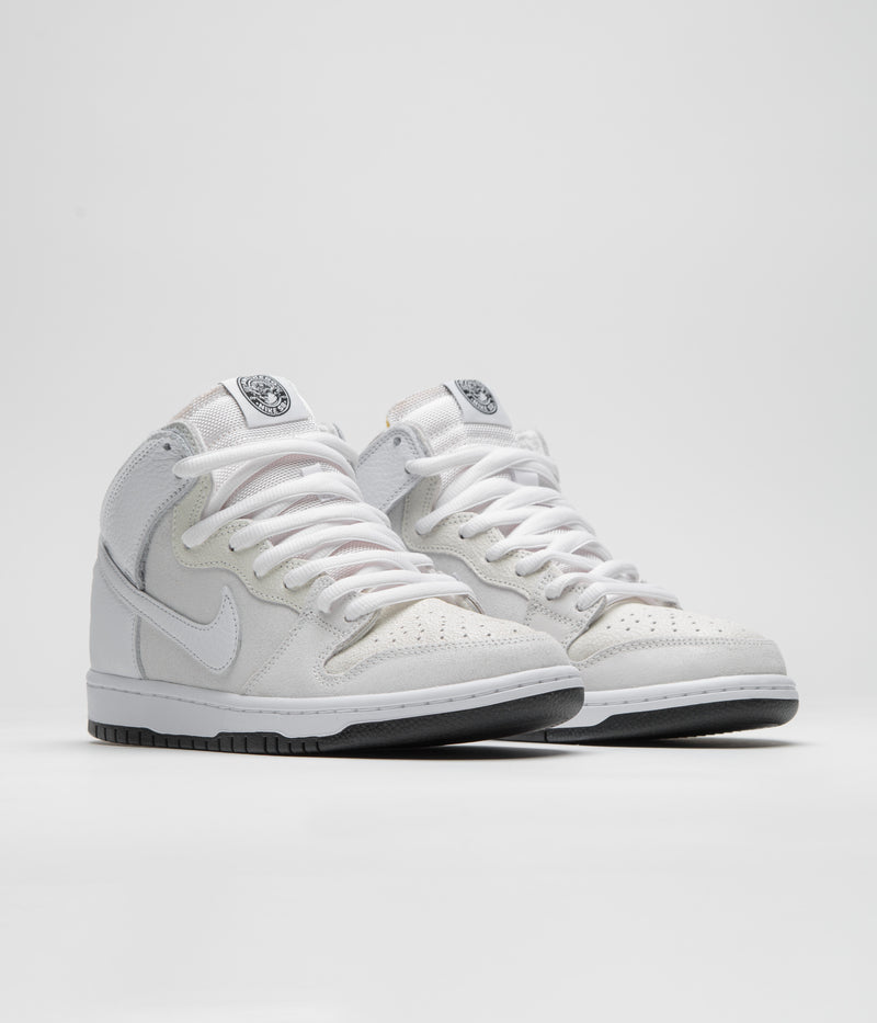Nike SB x Antihero Dunk High Shoes in White and White and Black
