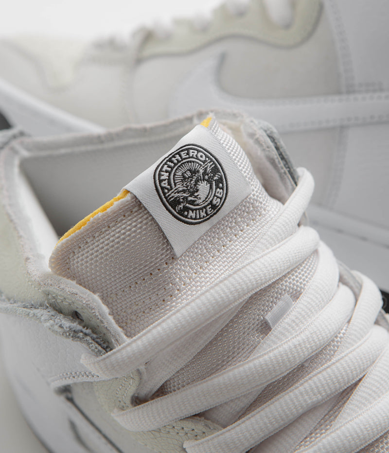 Nike SB x Antihero Dunk High Shoes in White and White and Black
