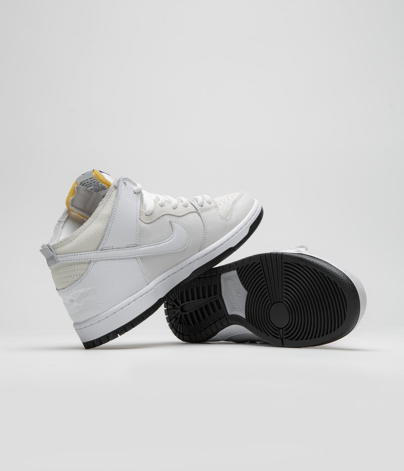 Nike SB x Antihero Dunk High Shoes in White and White and Black