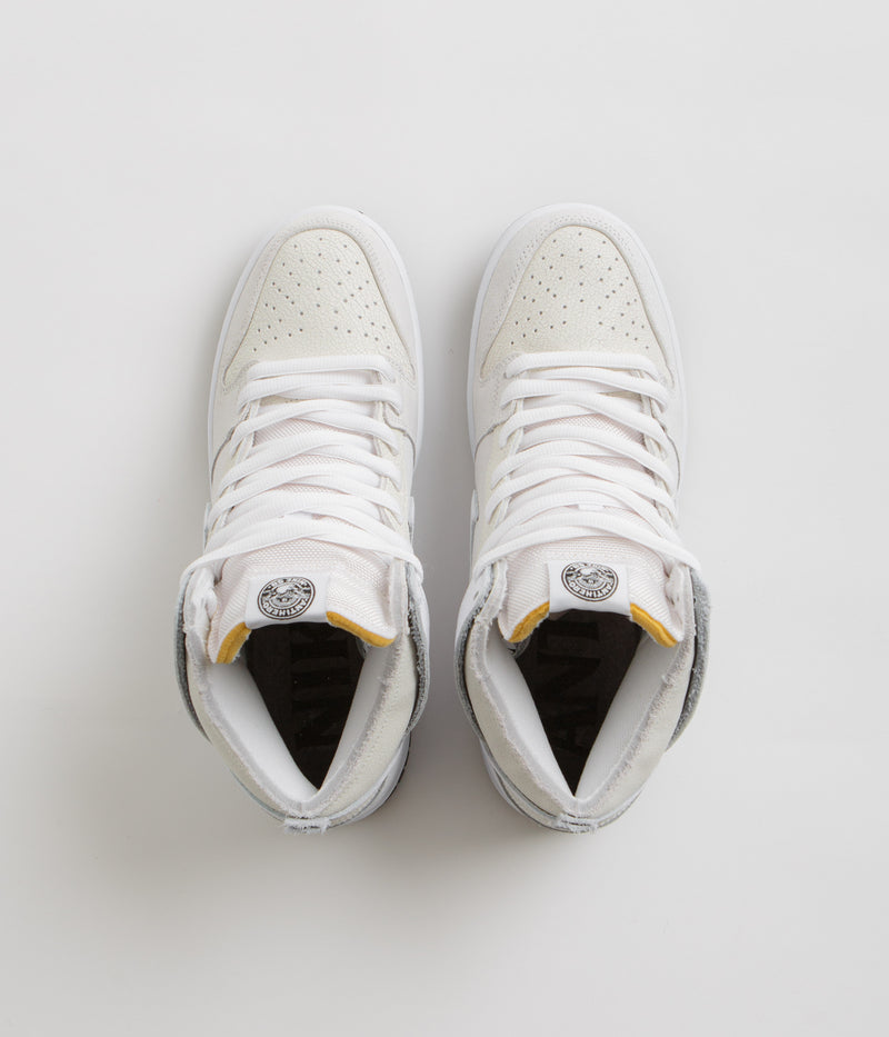Nike SB x Antihero Dunk High Shoes in White and White and Black