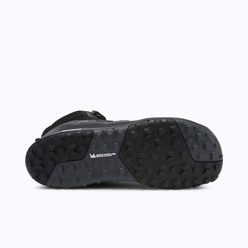 Xero Shoes Scrambler Mid II WP Men Boot Outsole in Black and Gray with Toe Facing Right