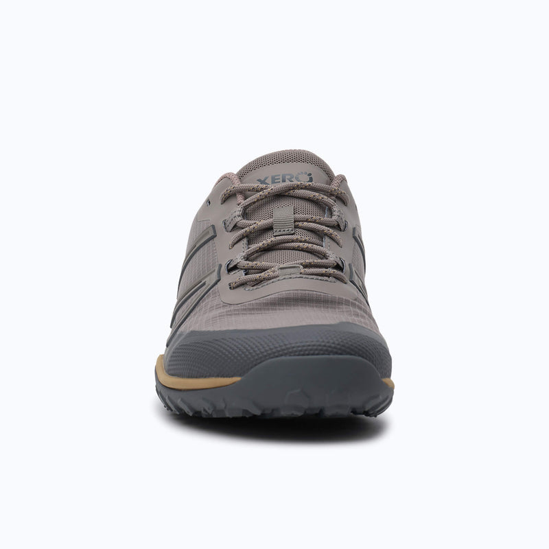 Xero Shoes Scramble Trail Low WP Men Shoe at Asphalt Gray with Toe Facing Front