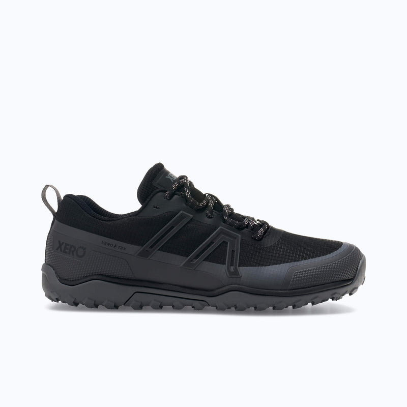 Xero Shoes Scramble Trail Low WP Women Shoe at Black with Toe Facing Right
