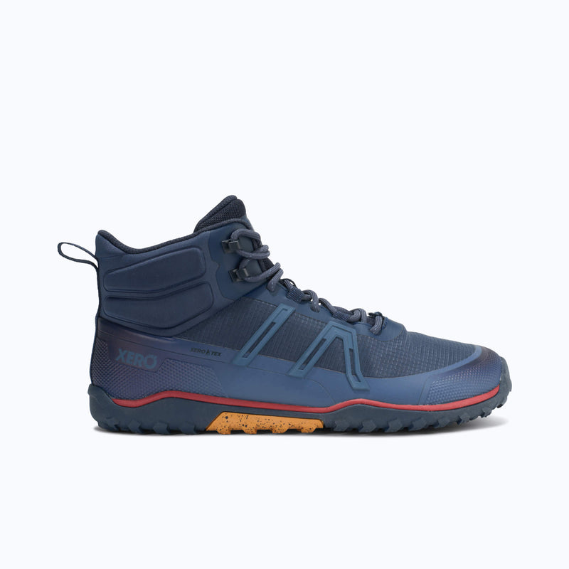 Xero Shoes Scramble Trail Mid WP Men Boot at Dark Blue with Toe Facing Right