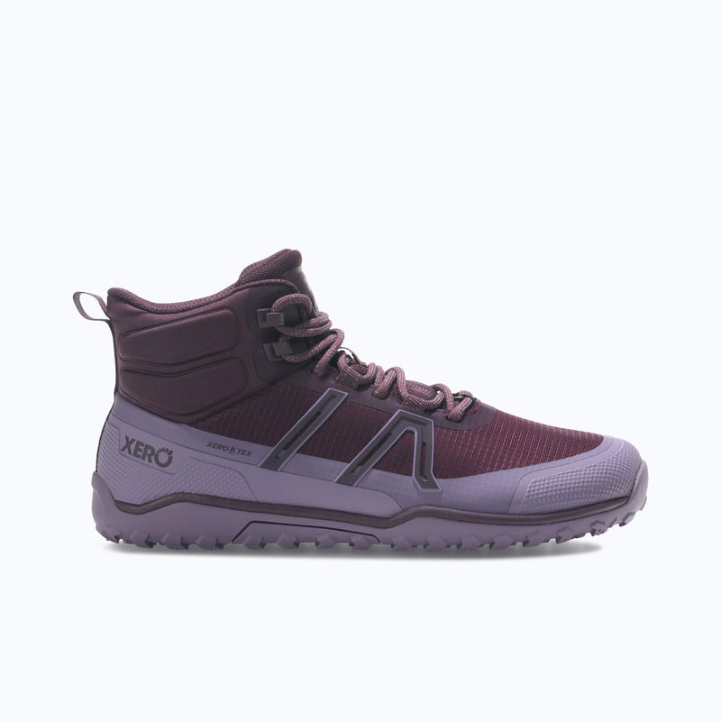 Xero Shoes Scramble Trail Mid WP Women Boot at Purple with Toe Facing Right