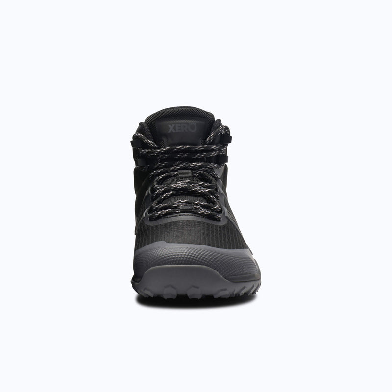 Xero Shoes Scramble Trail Mid WP Women Boot at Black with Toe Facing Front