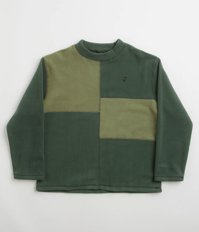 Sexhippies Box Fleece Crewneck Sweatshirt in Forest and Olive