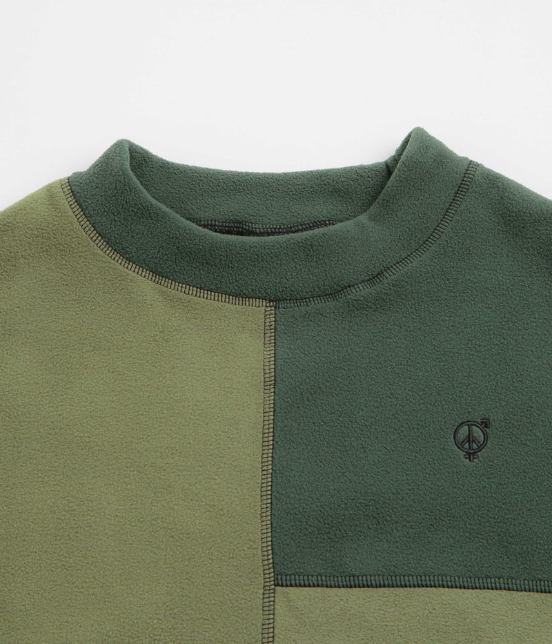 Sexhippies Box Fleece Crewneck Sweatshirt in Forest and Olive