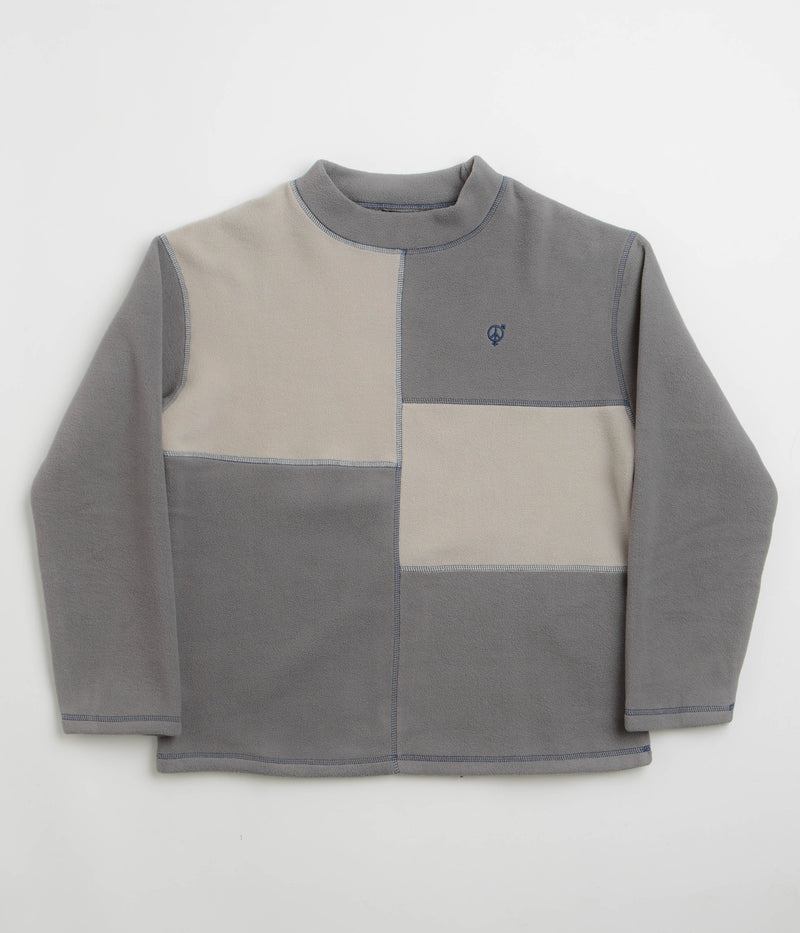 Sexhippies Box Fleece Crewneck Sweatshirt in Light Grey and Charcoal