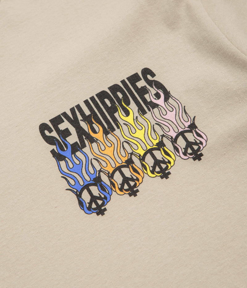 Sexhippies Flame Circle T-Shirt in Sand