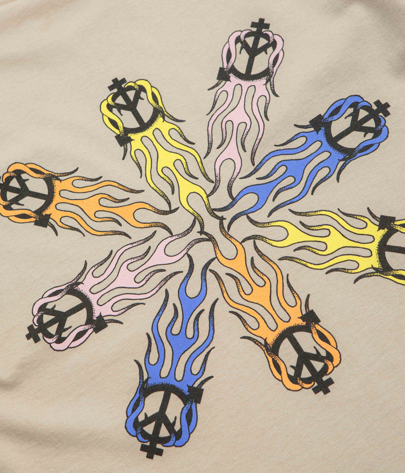 Sexhippies Flame Circle T-Shirt in Sand