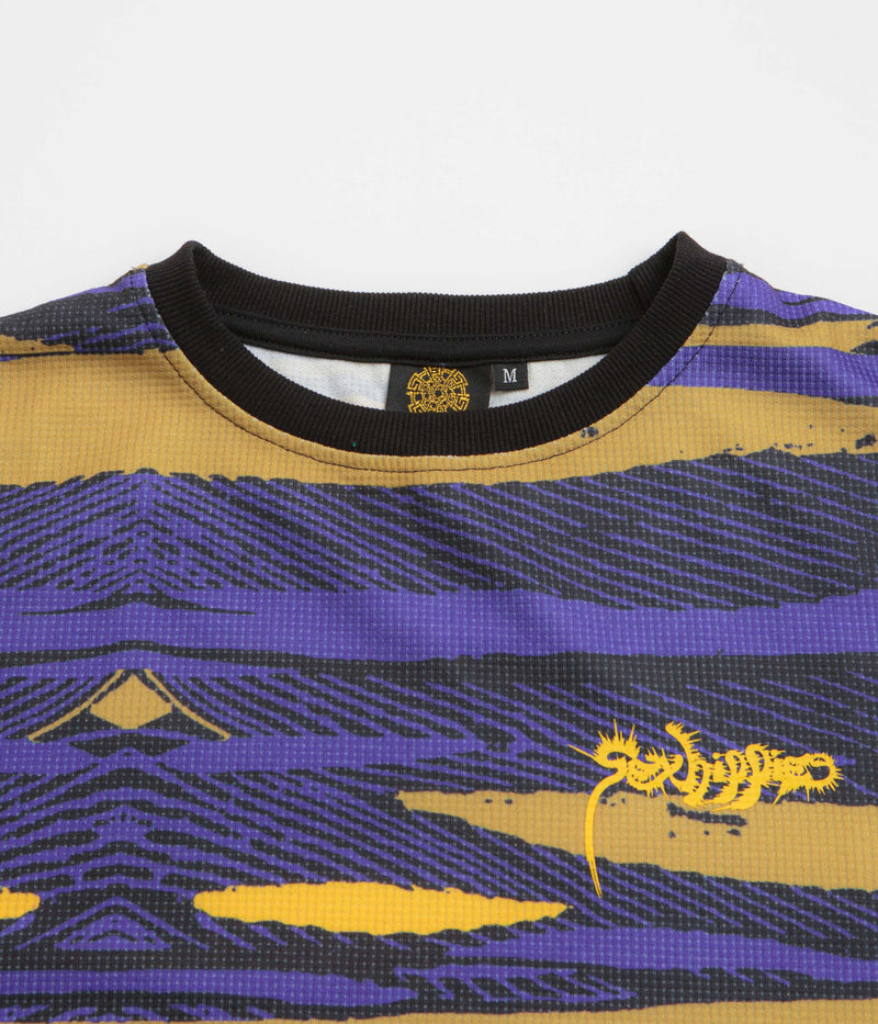Sexhippies Sublimated Thermal Long Sleeve T-Shirt in Midnight and Golden Ochre