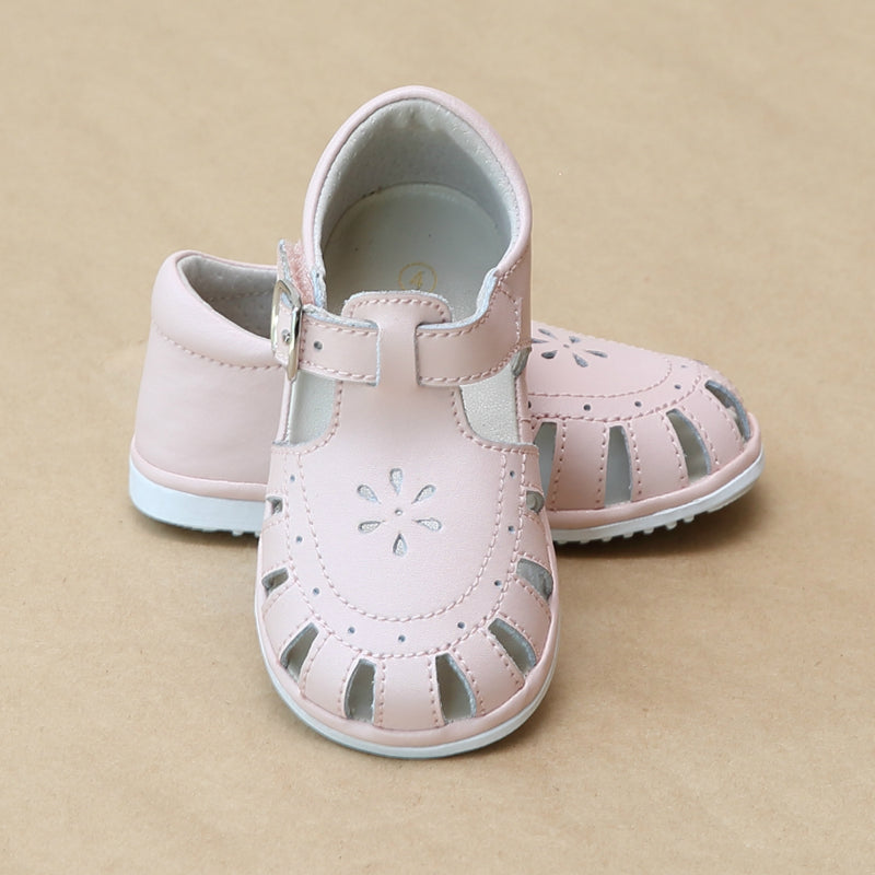 Angel Baby Girls Shelby Caged Pink Leather Sandal - Petitfoot.com