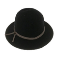 Shihreen Boiled Wool Brim Hat with Tie and Buttons Accent - Black