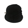 Shihreen Wool Cloche Hat with Pleats and Flower - Black