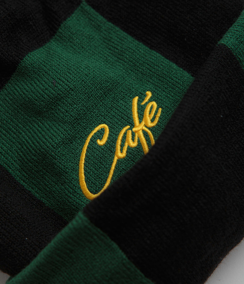 Skateboard Cafe Check Fold Beanie in Forest Green and Black / Gold
