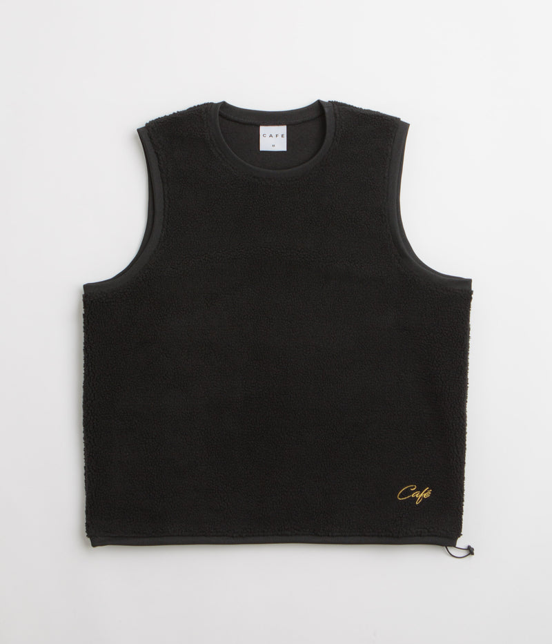 Skateboard Cafe Sherpa Fleece Vest in Black