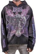 Front View of the Paper Money Skull World Hoodie