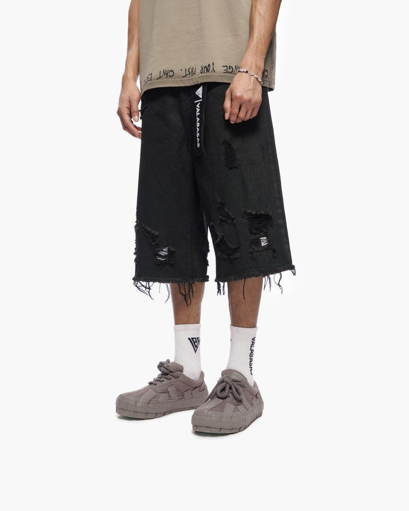 Snapped Black Washed Jorts