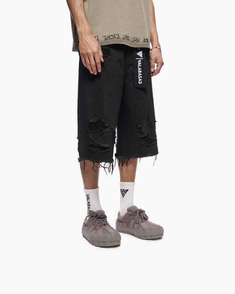 Snapped Black Washed Jorts