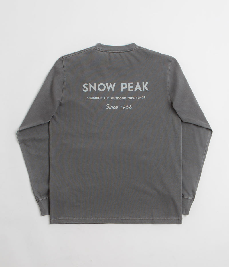 Snow Peak Garment Dyed Long Sleeve T-Shirt in Charcoal