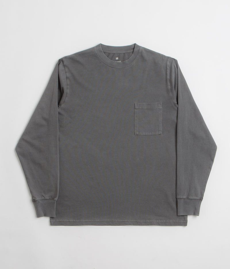 Snow Peak Garment Dyed Long Sleeve T-Shirt in Charcoal