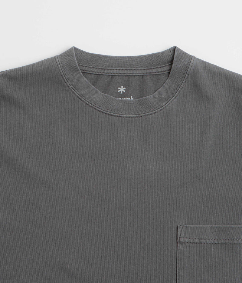 Snow Peak Garment Dyed Long Sleeve T-Shirt in Charcoal