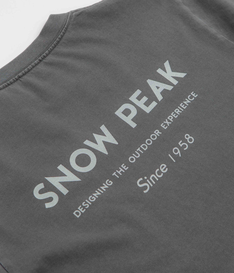 Snow Peak Garment Dyed Long Sleeve T-Shirt in Charcoal