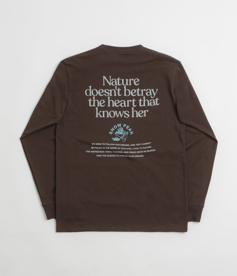Snow Peak Living With Nature Long Sleeve T-Shirt in Dark Brown