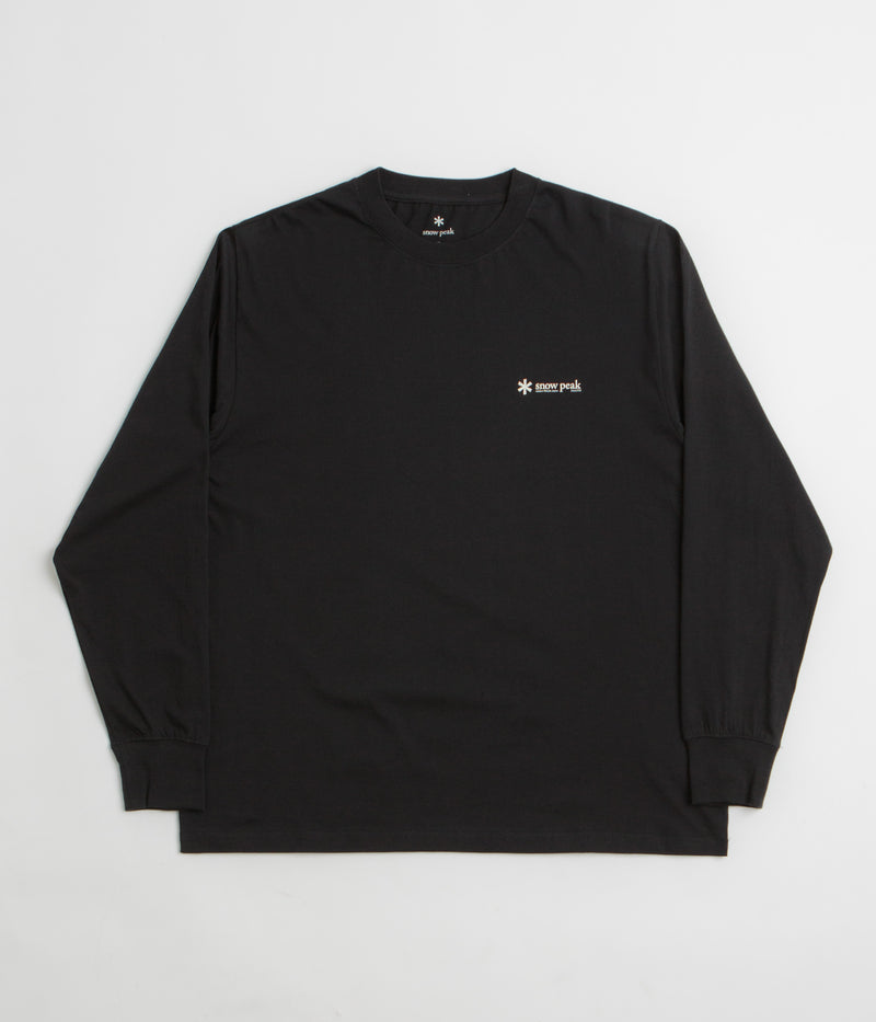Snow Peak Soft Cotton Relaxed Logo Long Sleeve T-Shirt in Black
