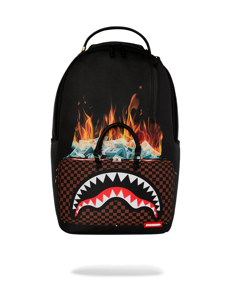 Sprayground Bag Of Money On Fire Backpack