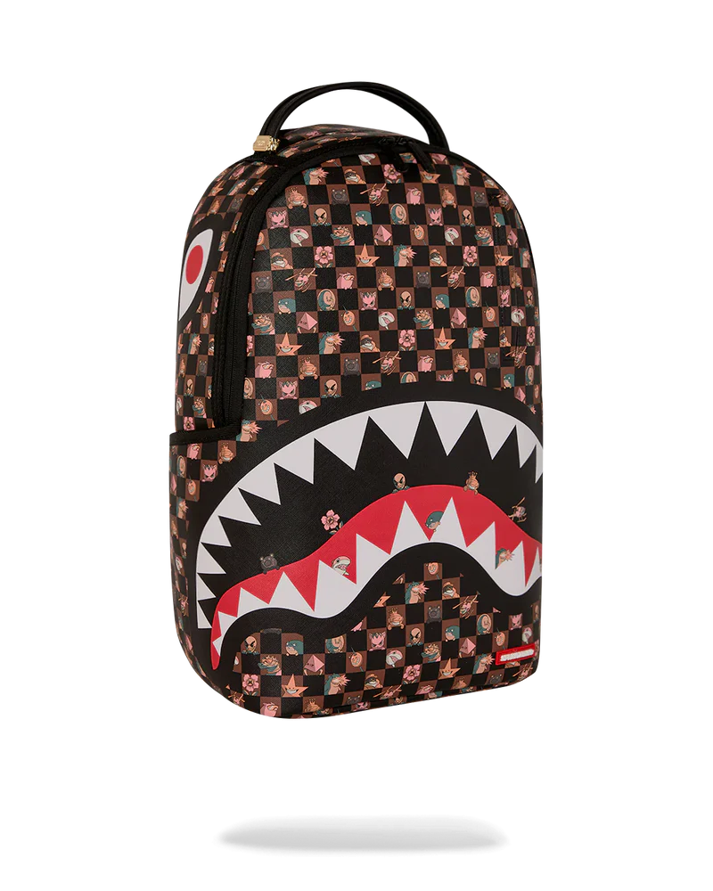 Front Left View of the Sprayground Peeking Characters Remix Backpack