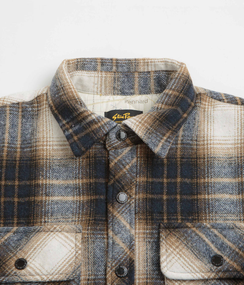 Stan Ray Quilted Plaid Overshirt in Navy Plaid