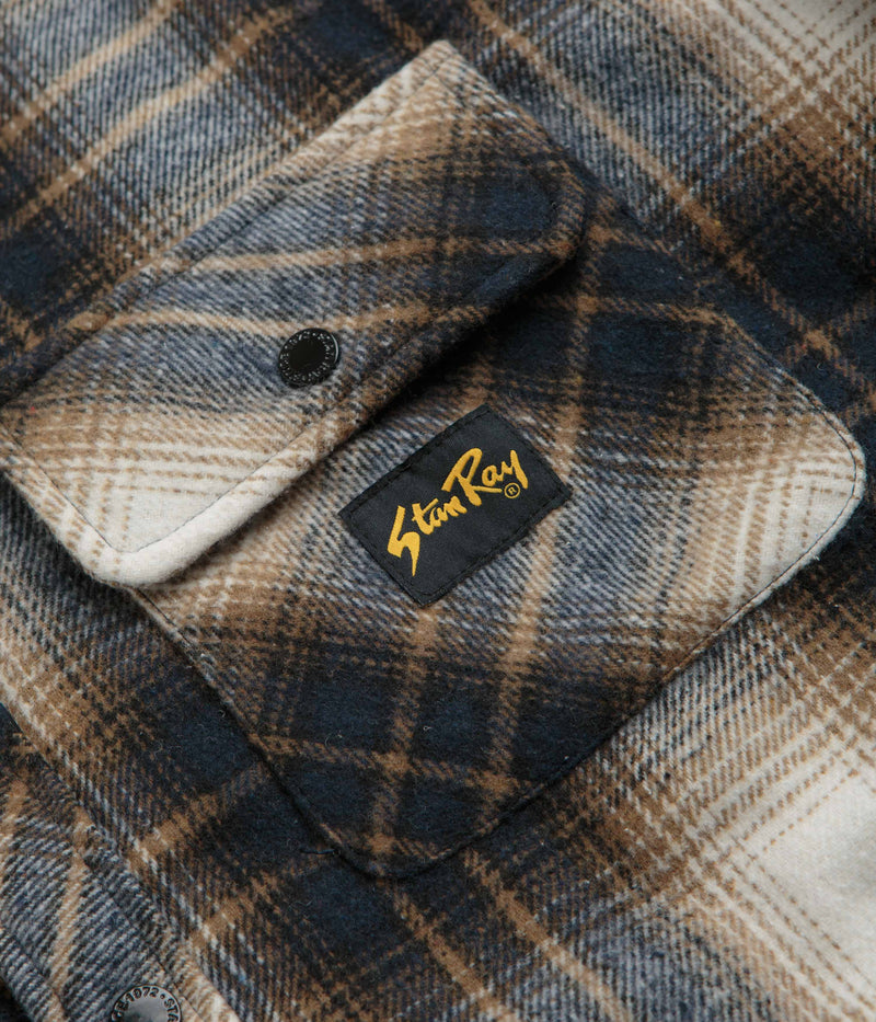 Stan Ray Quilted Plaid Overshirt in Navy Plaid