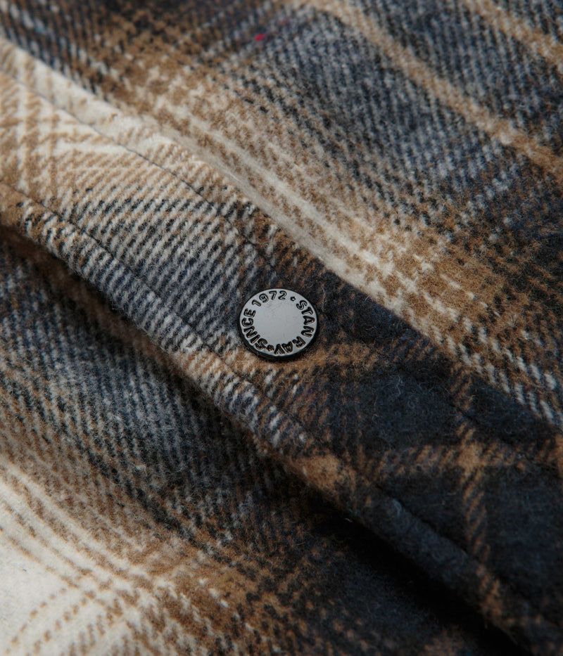 Stan Ray Quilted Plaid Overshirt in Navy Plaid