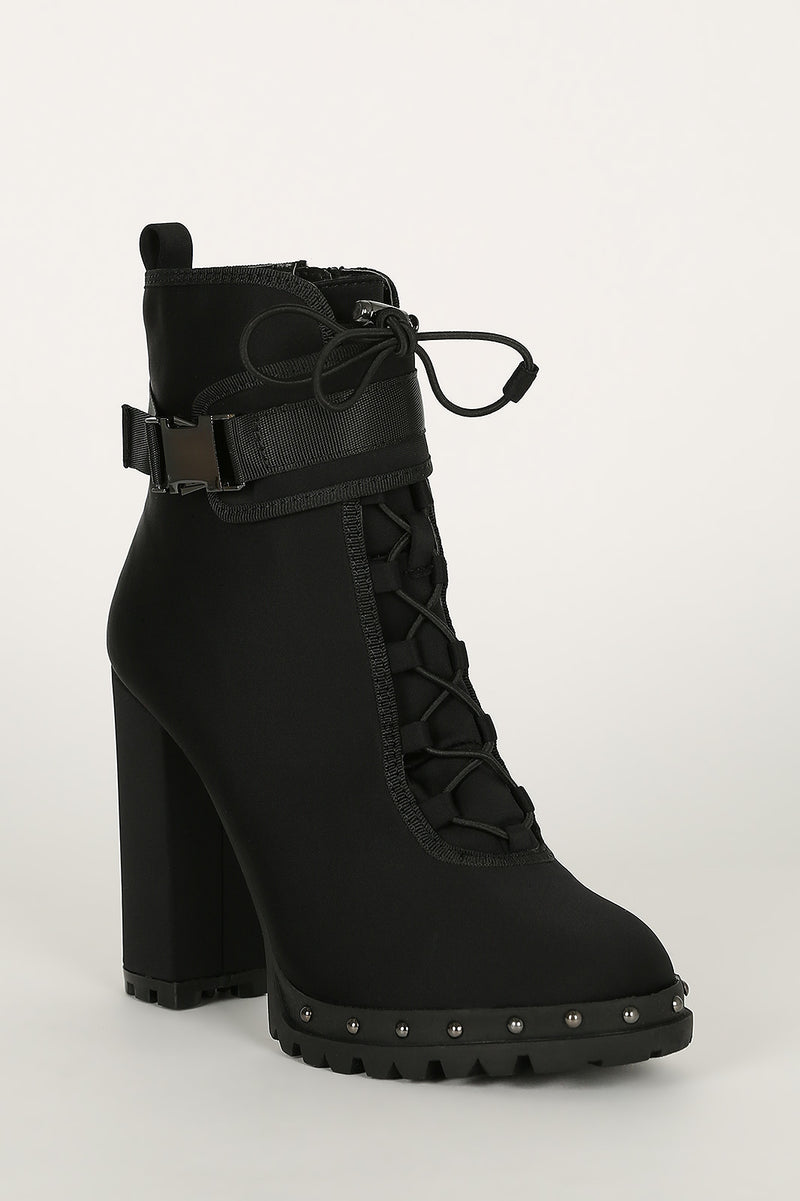 Stylish-18 - Pazzle Zip Ankle Buckle & Pull Toggle Ankle Booties - ShoeFad