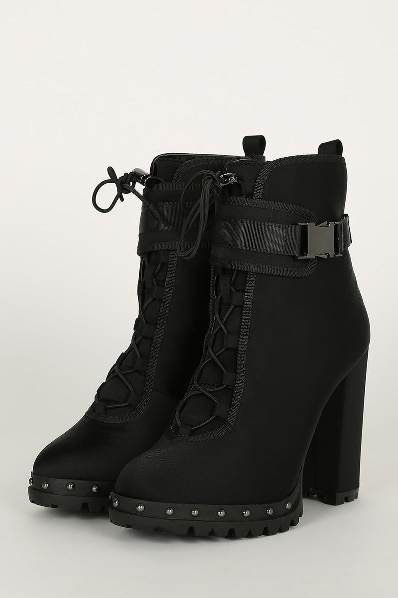 Stylish-18 - Pazzle Zip Ankle Buckle & Pull Toggle Ankle Booties - ShoeFad