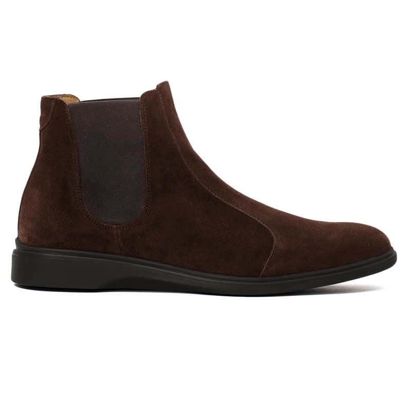 The Chelsea Boot by Amberjack in Walnut Brown Suede - Lateral Side View