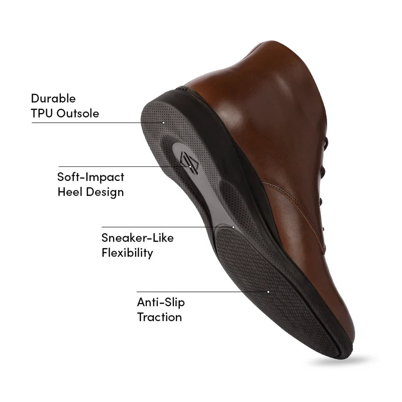 The Chukka Boot by Amberjack in Chestnut & Mocha - Labeled Outsole