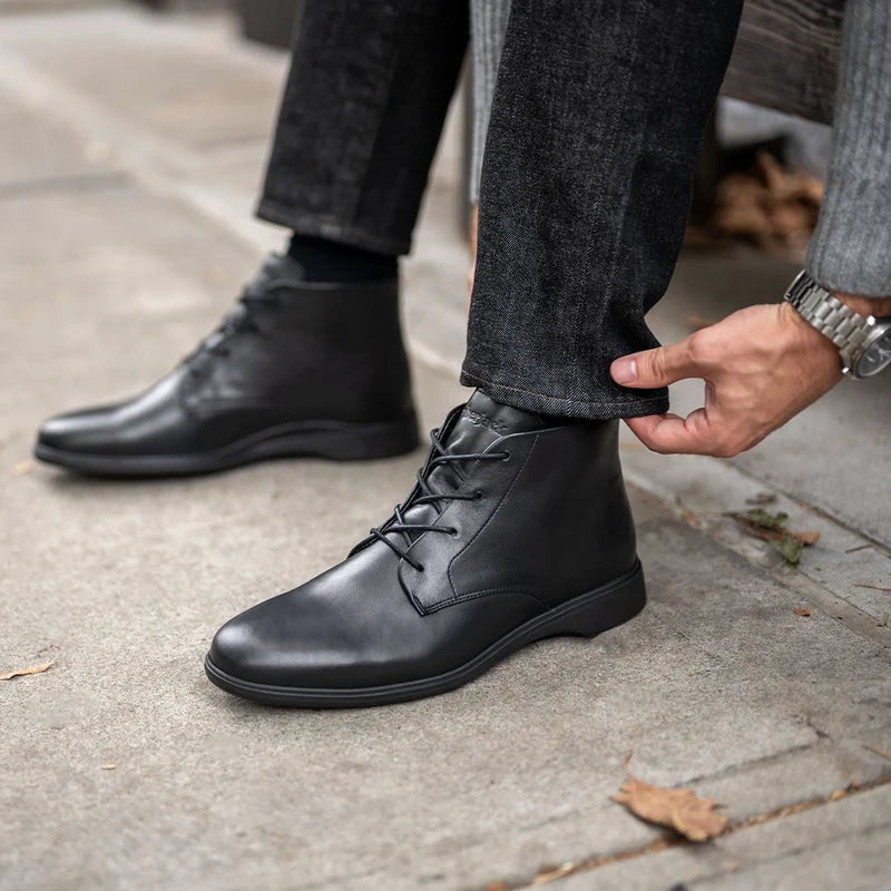 Chukka Obsidian on model with dark jeans and sweater