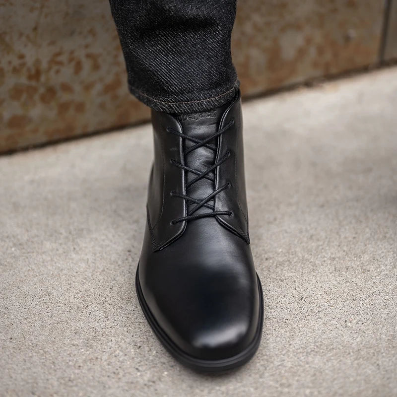 Chukka Obsidian on model with dark jeans