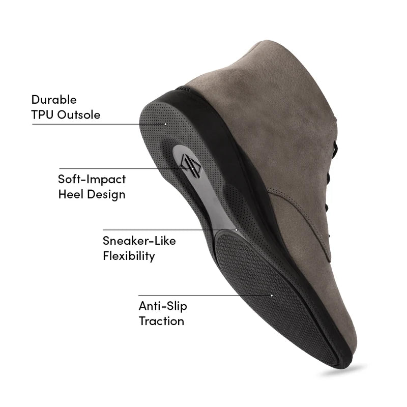 The Chukka Boot by Amberjack in Steel - Labeled Outsole