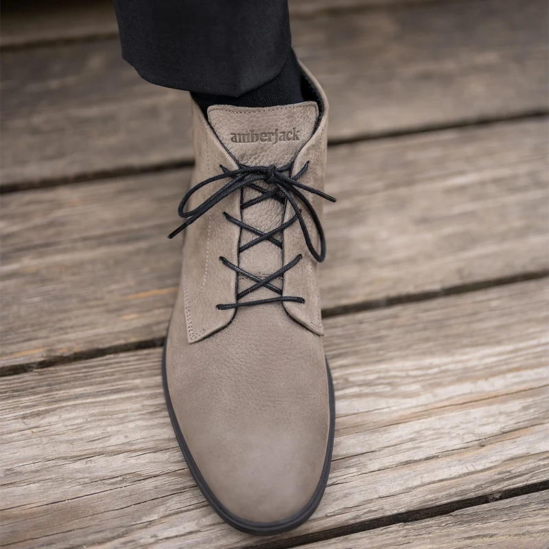 Chukka Steel on model with dark dress pants