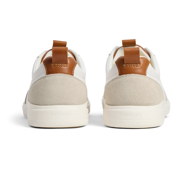 The Court in Ivory leather & suede back heel view