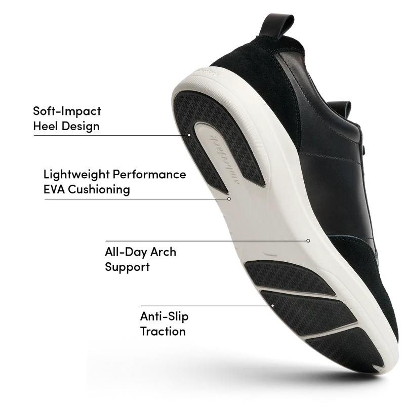 The Court in Onyx leather & suede labeled outsole
