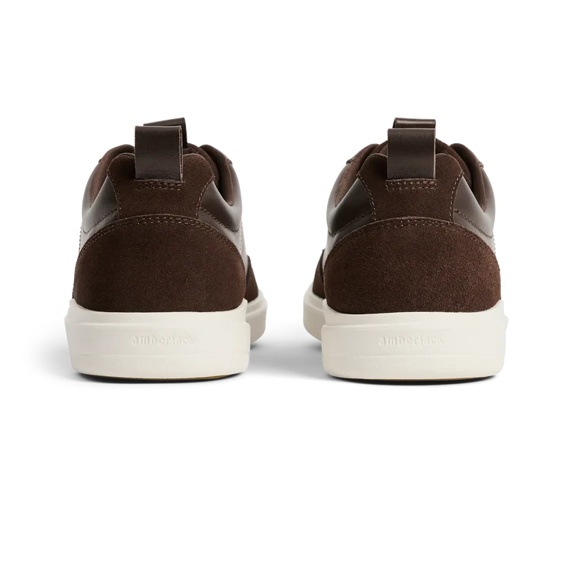 The Court in Walnut leather & suede back heel view